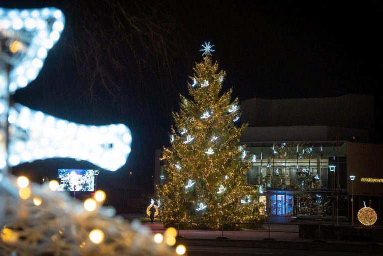 Anykščiuose sužibo kalėdinė miesto eglė