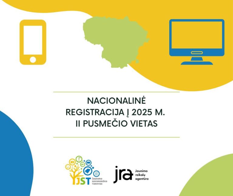 Skelbiama nacionalinė R E G I S T R A C I J Ą į Jaunimo savanoriškos tarnybos programos 2025 m. II-ojo pusmečio  vietas!