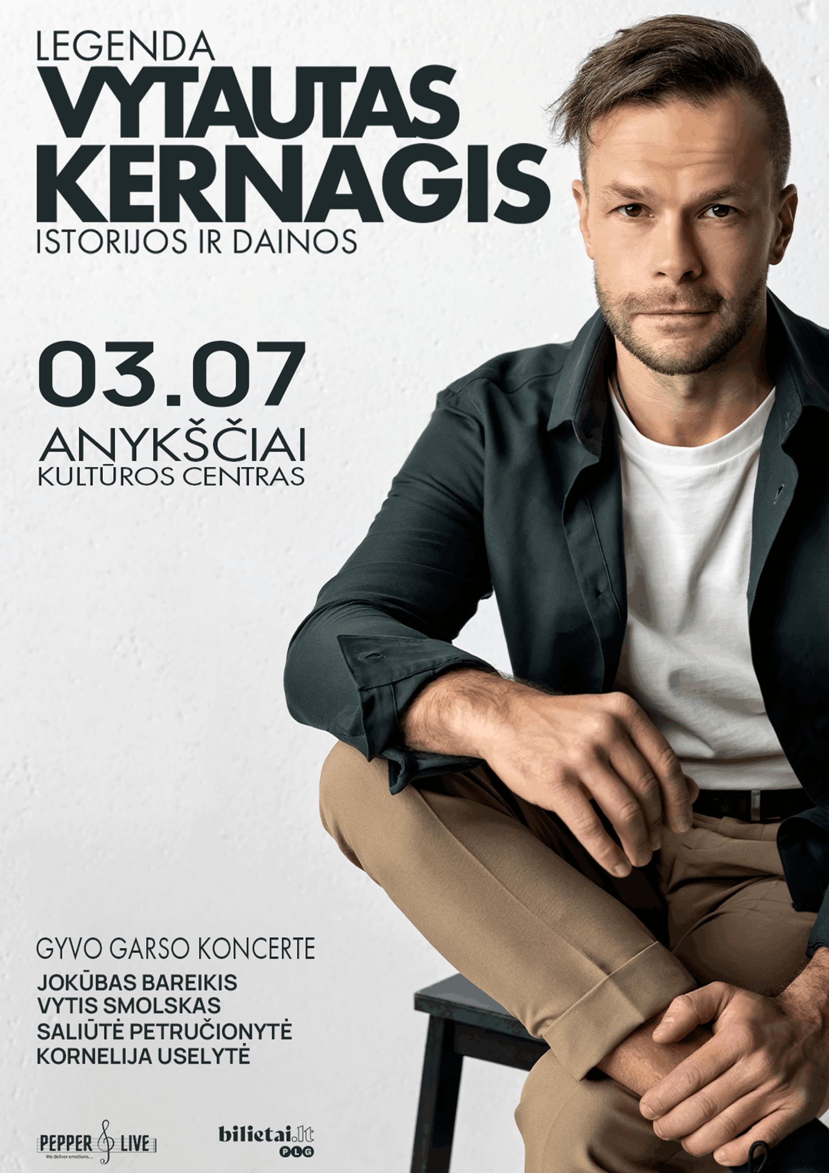 Gyvo garso koncertas „Legenda. Vytautas Kernagis. Istorijos ir dainos“