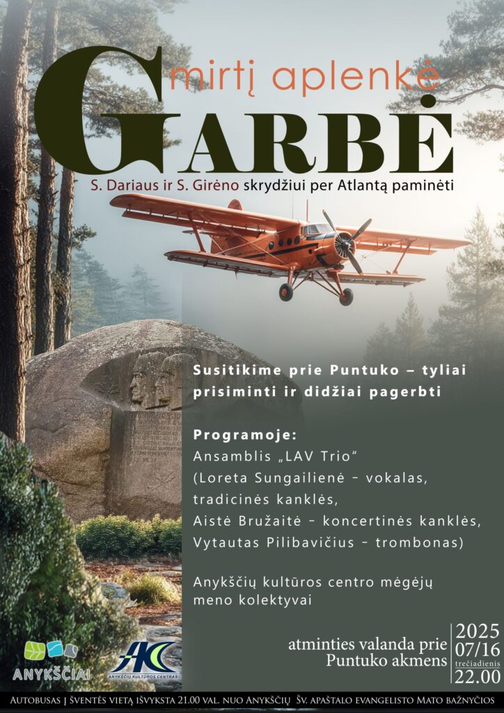 Atminties valanda prie Puntuko akmens S. Dariaus ir S. Girėno skrydžiui per Atlantą paminėti