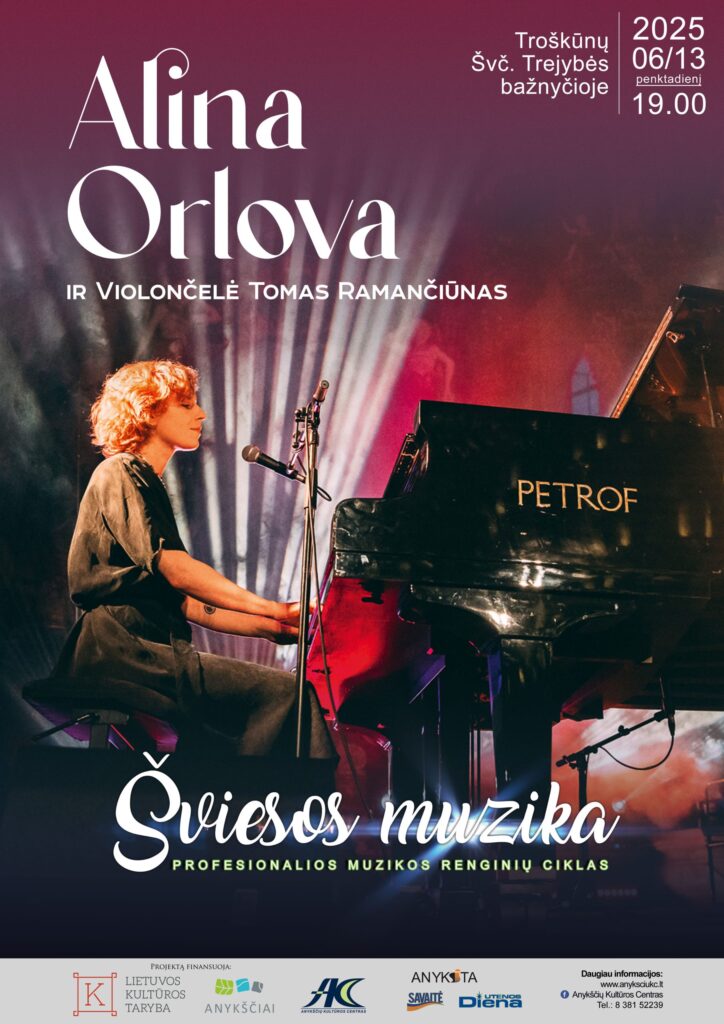 Projektas „Profesionalios muzikos renginių ciklas „Šviesos muzika“| Alina Orlova ir violončelė Tomas Ramančiūnas